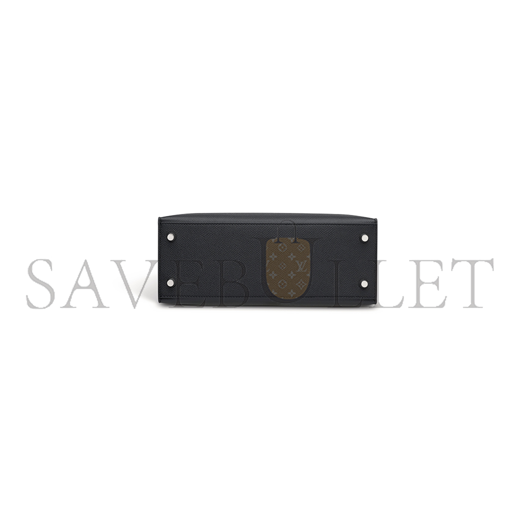 HERMÈS MASTER A BLACK EPSOM LEATHER SELLIER KELLY 25 WITH PALLADIUM HARDWARE (25*17*7cm)